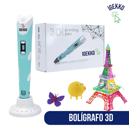 Kit completo de lápiz 3D con filamentos, manual y adaptador USB