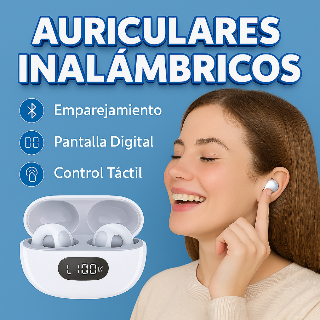 🎧 AUDÍFONOS INALÁMBRICOS IPX7 – CON PANTALLA LED Y SONIDO ENVOLVENTE