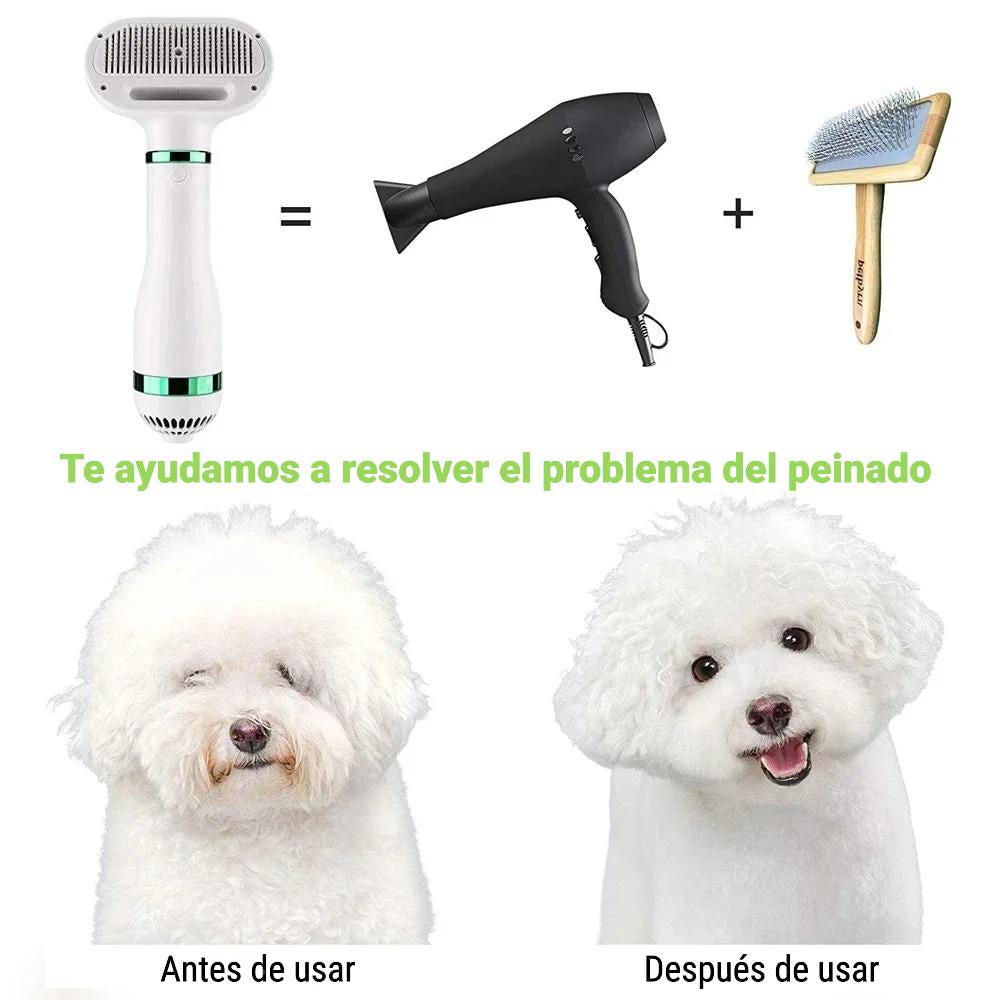 Secador peine 2 en 1 para mascotas con ajuste de velocidad y diseño ergonómico