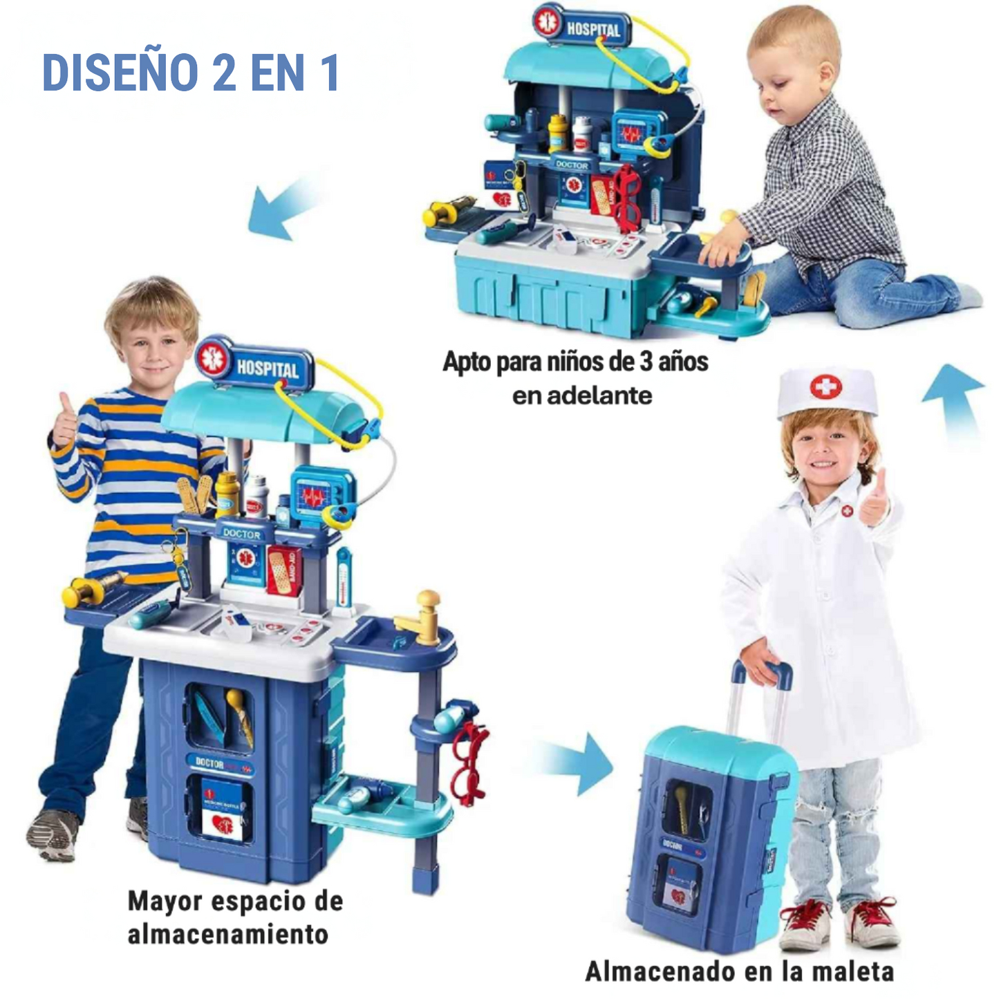 🧰 MALETA JUGUETE 2 EN 1: HOSPITAL INFANTIL – ¡DIVERSIÓN QUE EDUCA!