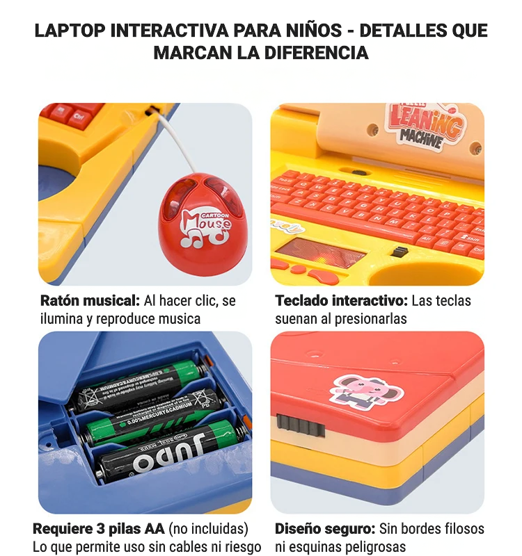 🧠 MINI COMPUTADOR INFANTIL INTERACTIVO – ¡APRENDE JUGANDO!