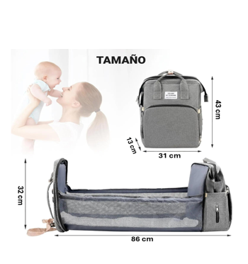 TODO EN UNO PARA MAMÁS: PAÑALERA, CUNA Y MUDADOR 3 EN 1 – ESTILO GRIS NEUTRO