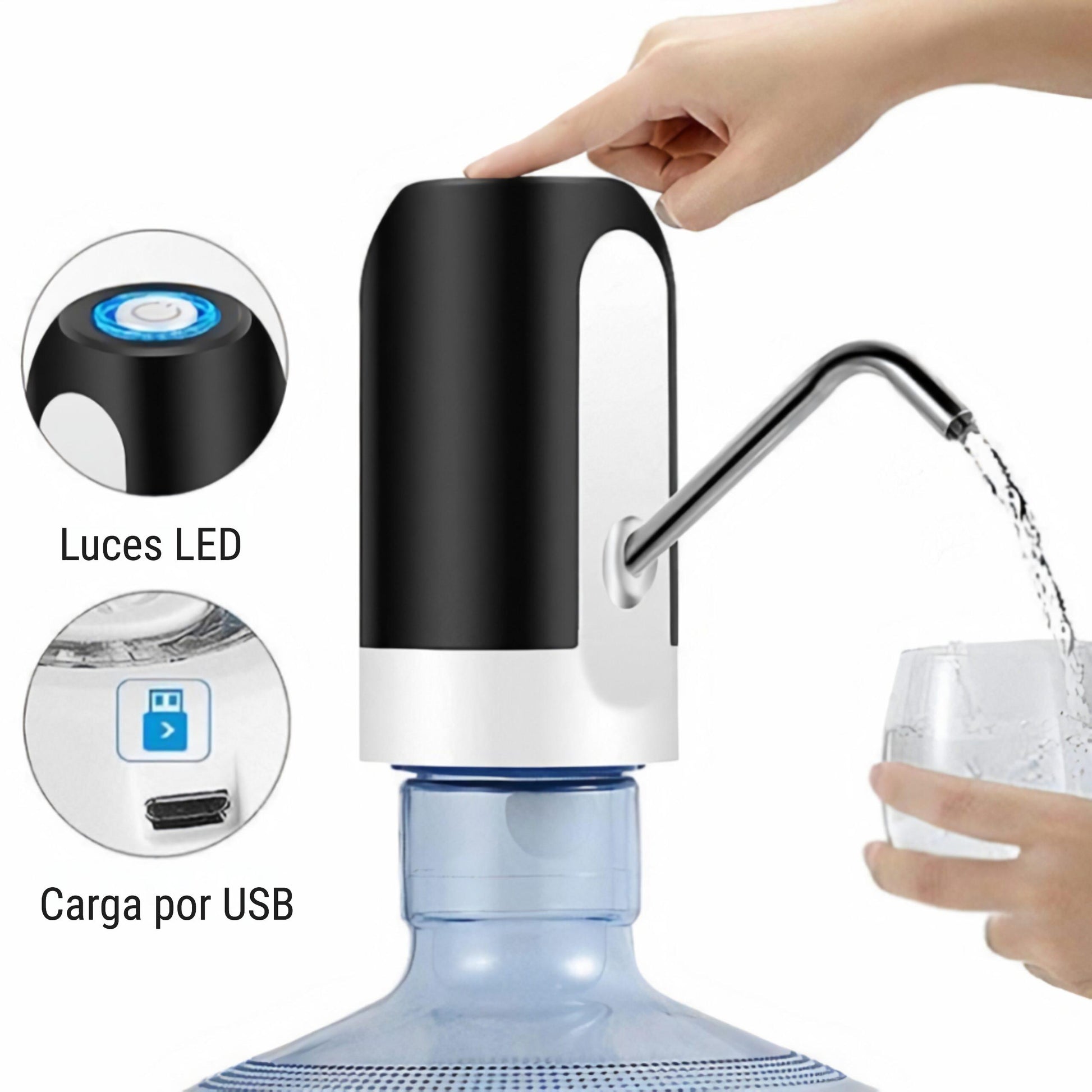 Dispensador eléctrico de agua instalado en botellón de 20 litros
