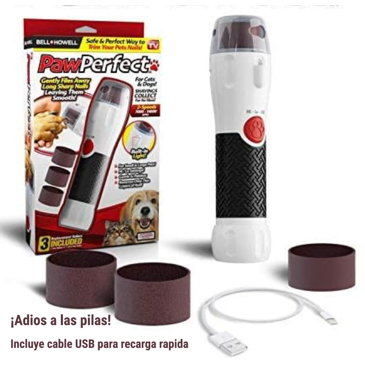 🐾 CORTADOR DE UÑAS PARA MASCOTAS CON LIMA 360° – ¡SEGURO, SILENCIOSO Y RECARGABLE!